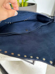 Celine Paris shoulder bag Poulbot lizard handbag blue studded Baguette, Vintage Bags for Women, Vintage Handbag, Bag Women
