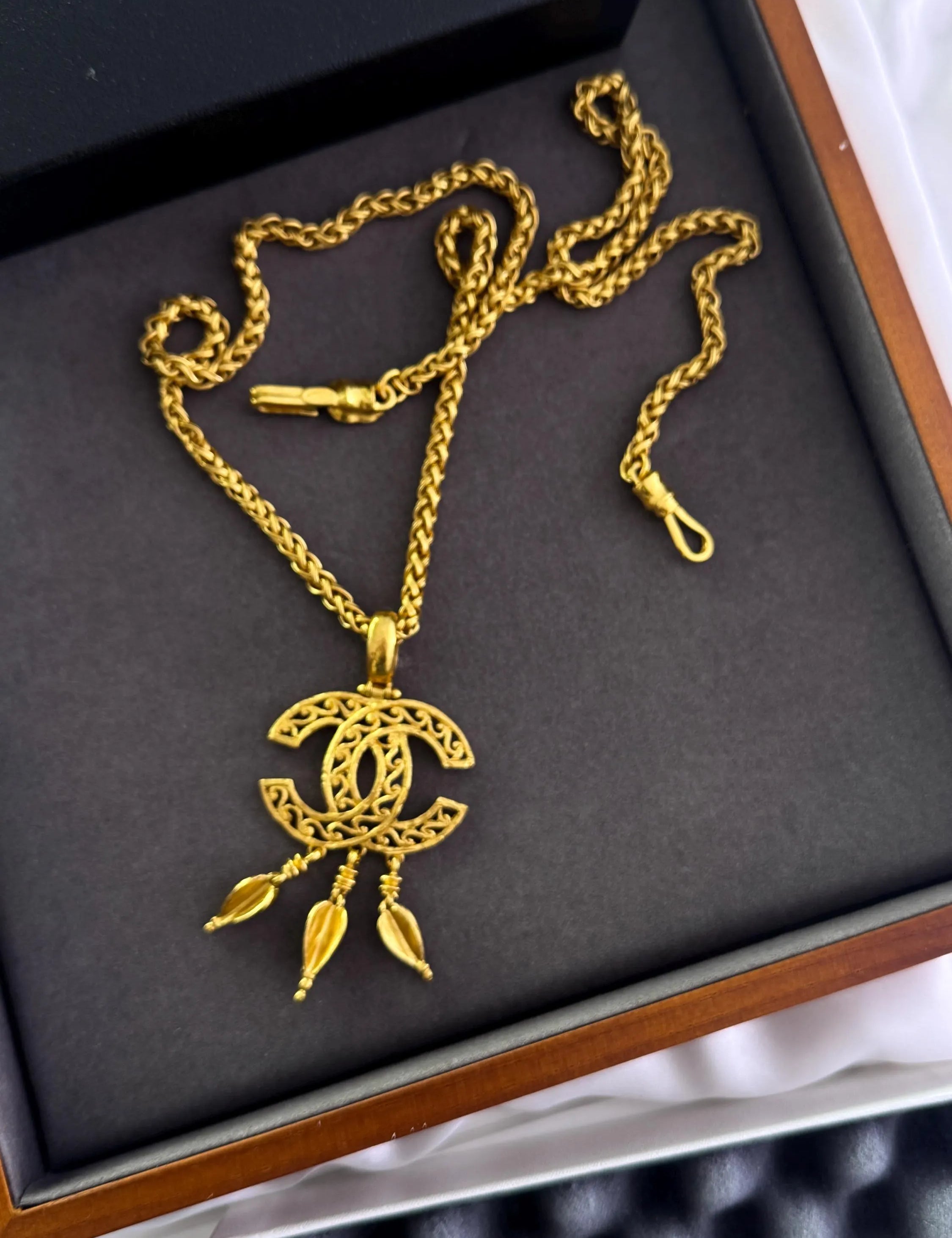 Chanel vintage 1995 spring collection gold CC pendant necklace, classic designer jewelry, elegant collectible accessory