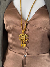 Chanel vintage 1995 spring collection gold CC pendant necklace, classic designer jewelry, elegant collectible accessory