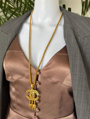 Chanel vintage 1995 spring collection gold CC pendant necklace, classic designer jewelry, elegant collectible accessory