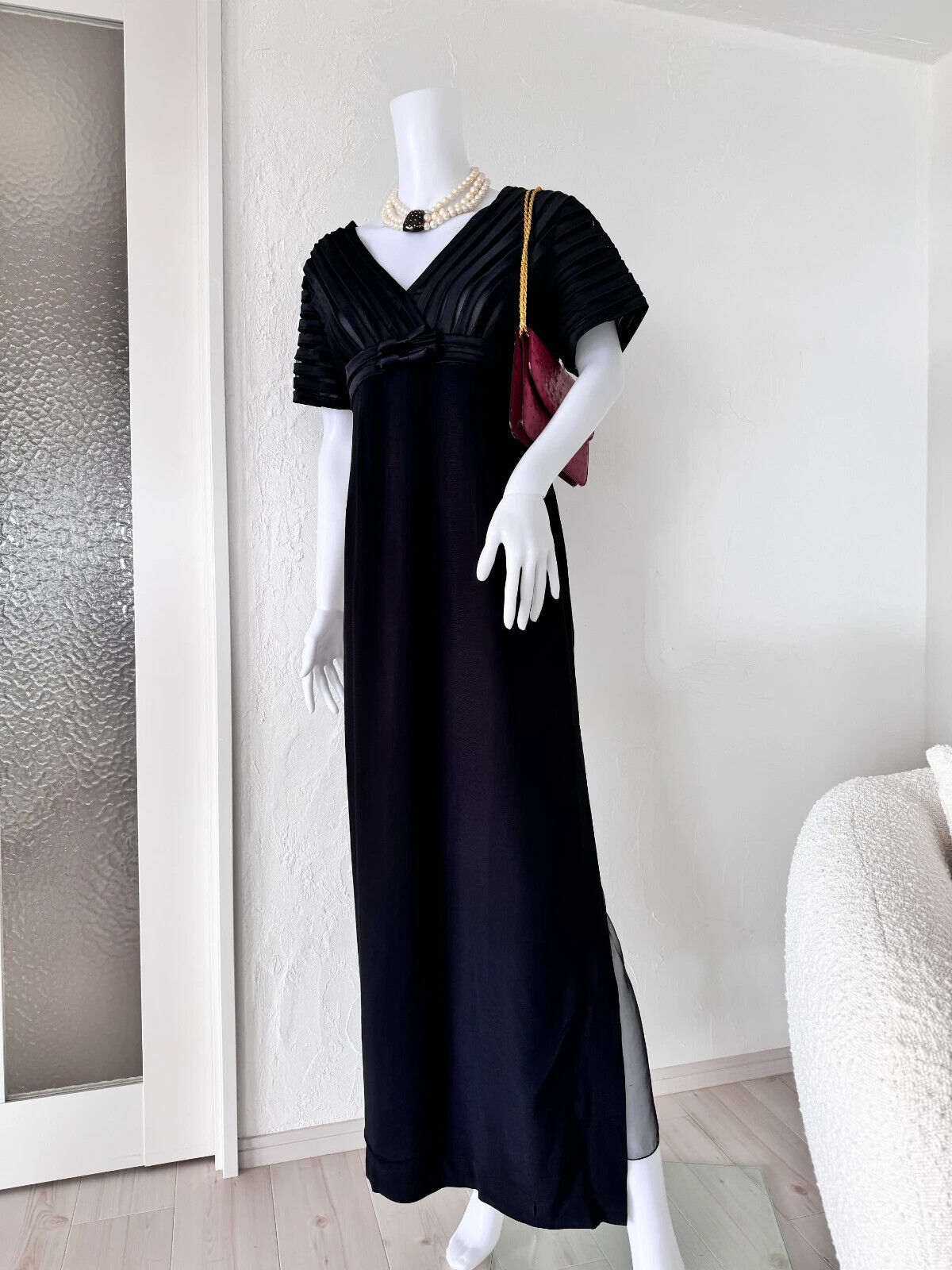 Vintage Christian Dior black dress Silk made in France black gown dress wedding guest , maxi dress, vintage long  dress Size 42