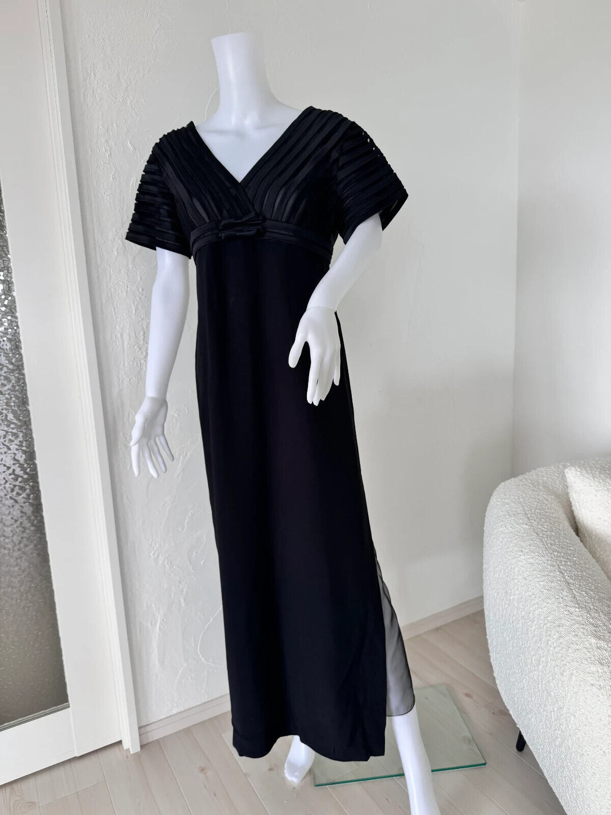 Vintage Christian Dior black dress Silk made in France black gown dress wedding guest , maxi dress, vintage long  dress Size 42