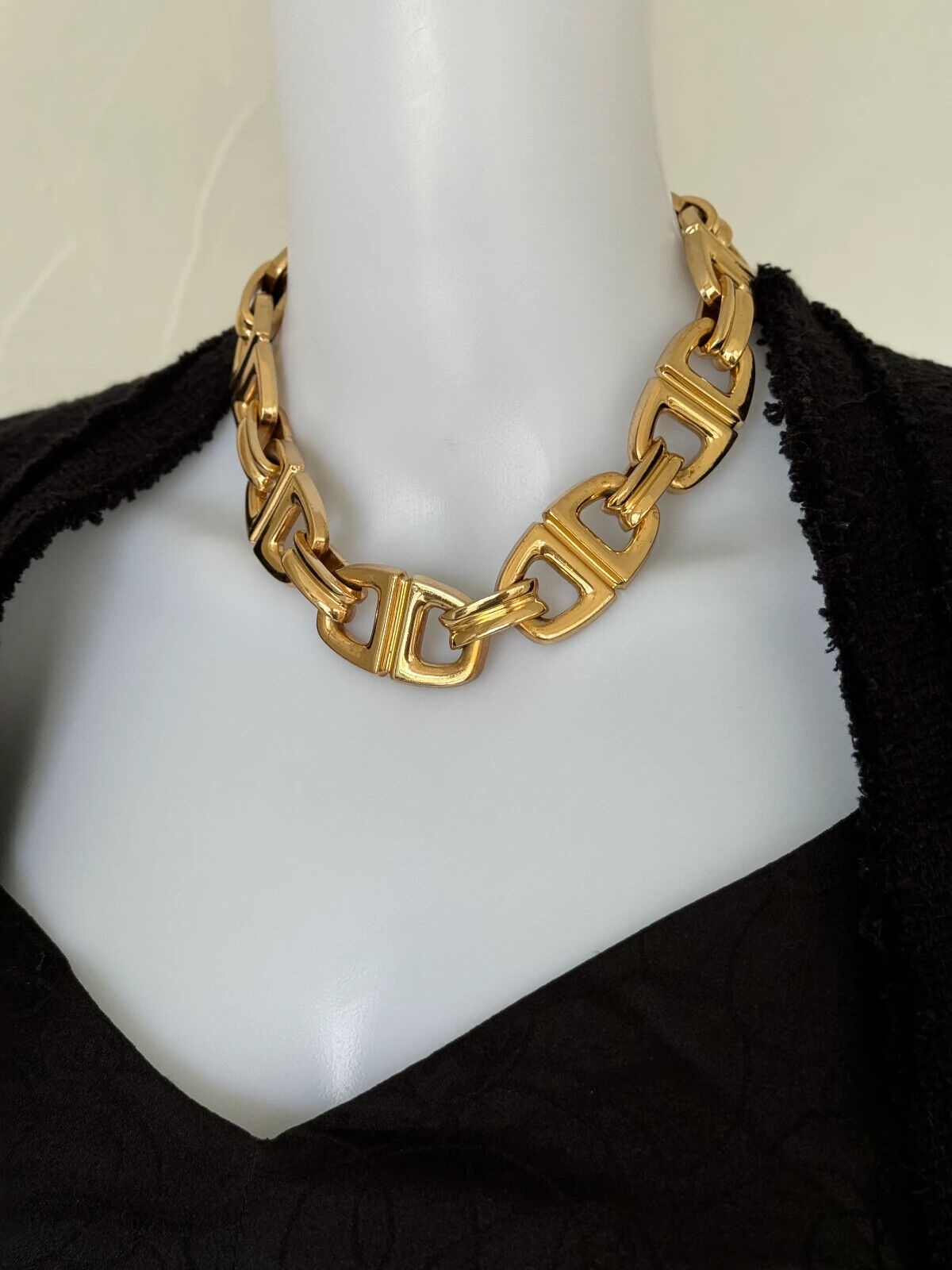 Vintage Christian Dior Necklace, Collector piece, Unisex Chunky necklace, Massive Choker, ID Choker Gold, Made in Germany, Anchor chain