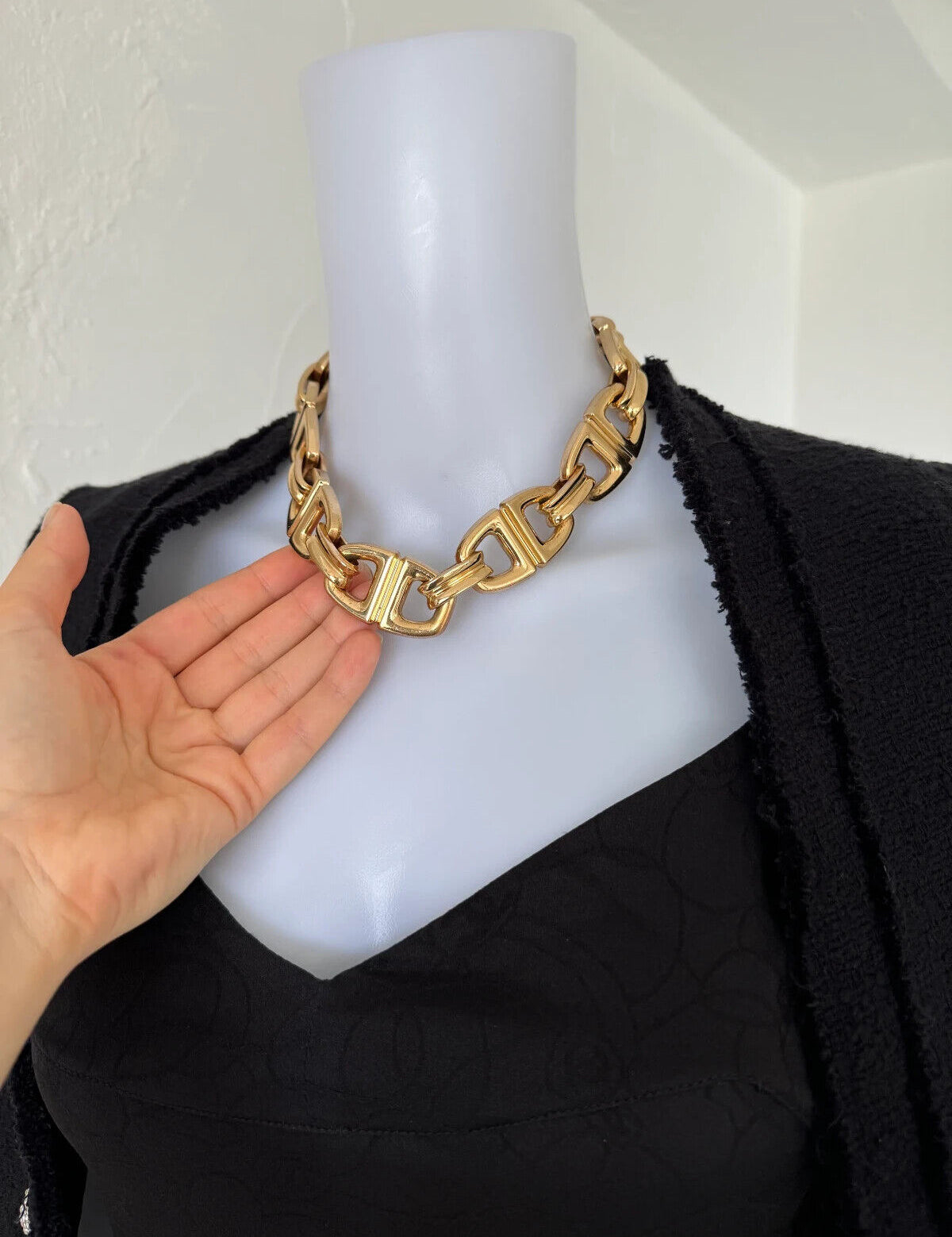 Vintage Christian Dior Necklace, Collector piece, Unisex Chunky necklace, Massive Choker, ID Choker Gold, Made in Germany, Anchor chain
