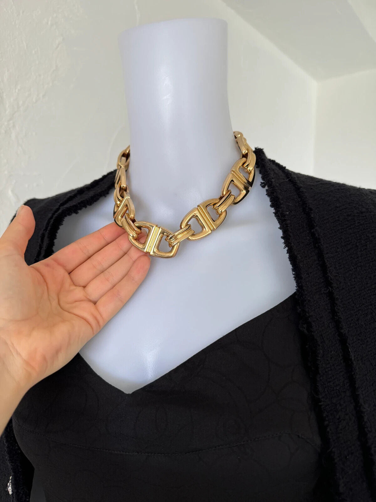 Vintage Christian Dior Necklace, Collector piece, Unisex Chunky necklace, Massive Choker, ID Choker Gold, Made in Germany, Anchor chain