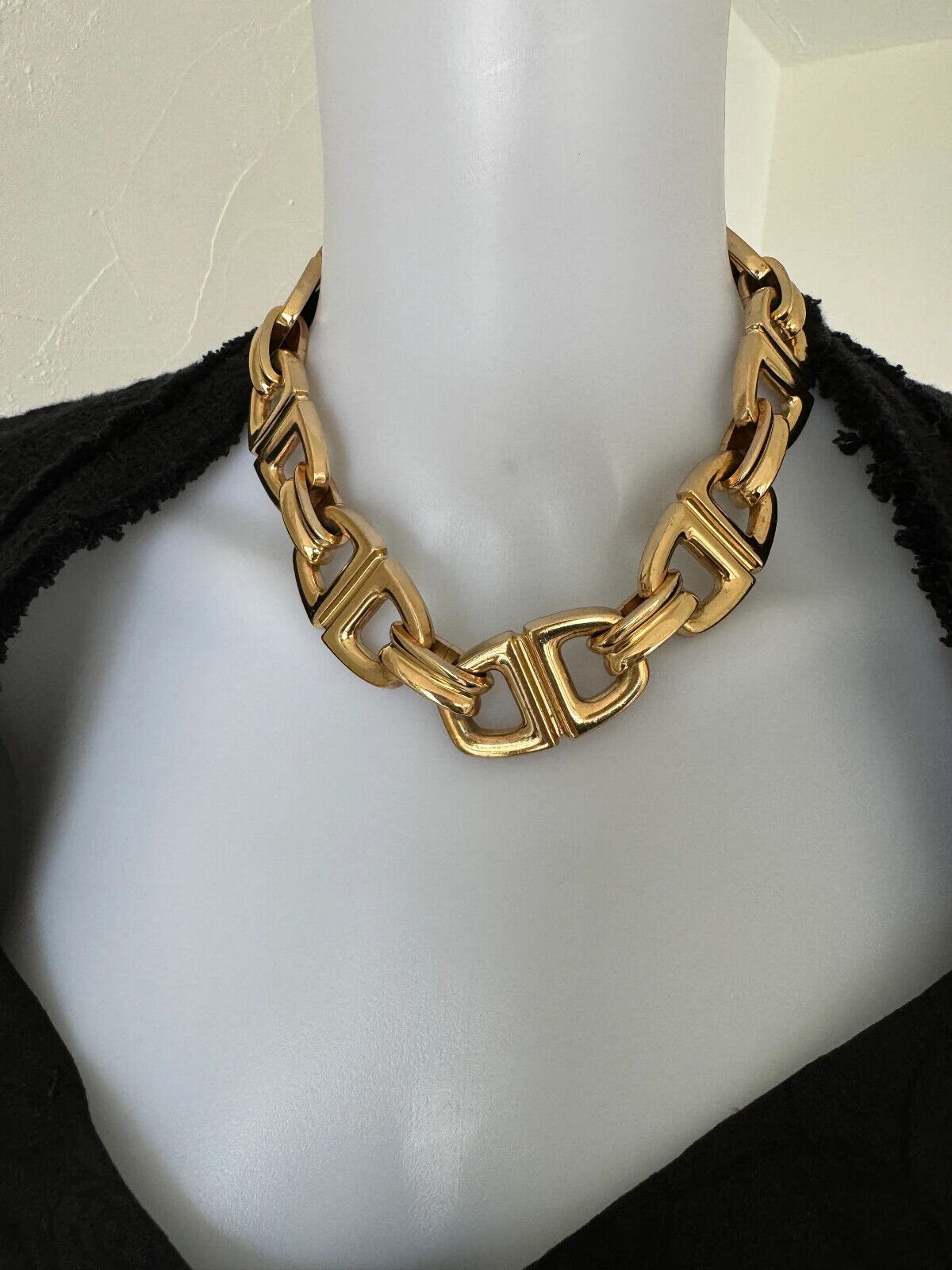 Vintage Christian Dior Necklace, Collector piece, Unisex Chunky necklace, Massive Choker, ID Choker Gold, Made in Germany, Anchor chain