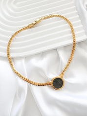 Carolee Vintage Coin Necklace – 1969 Swiss 10 Rappen Helvetia Coin Gold Tone Choker – Collectible Designer Jewelry