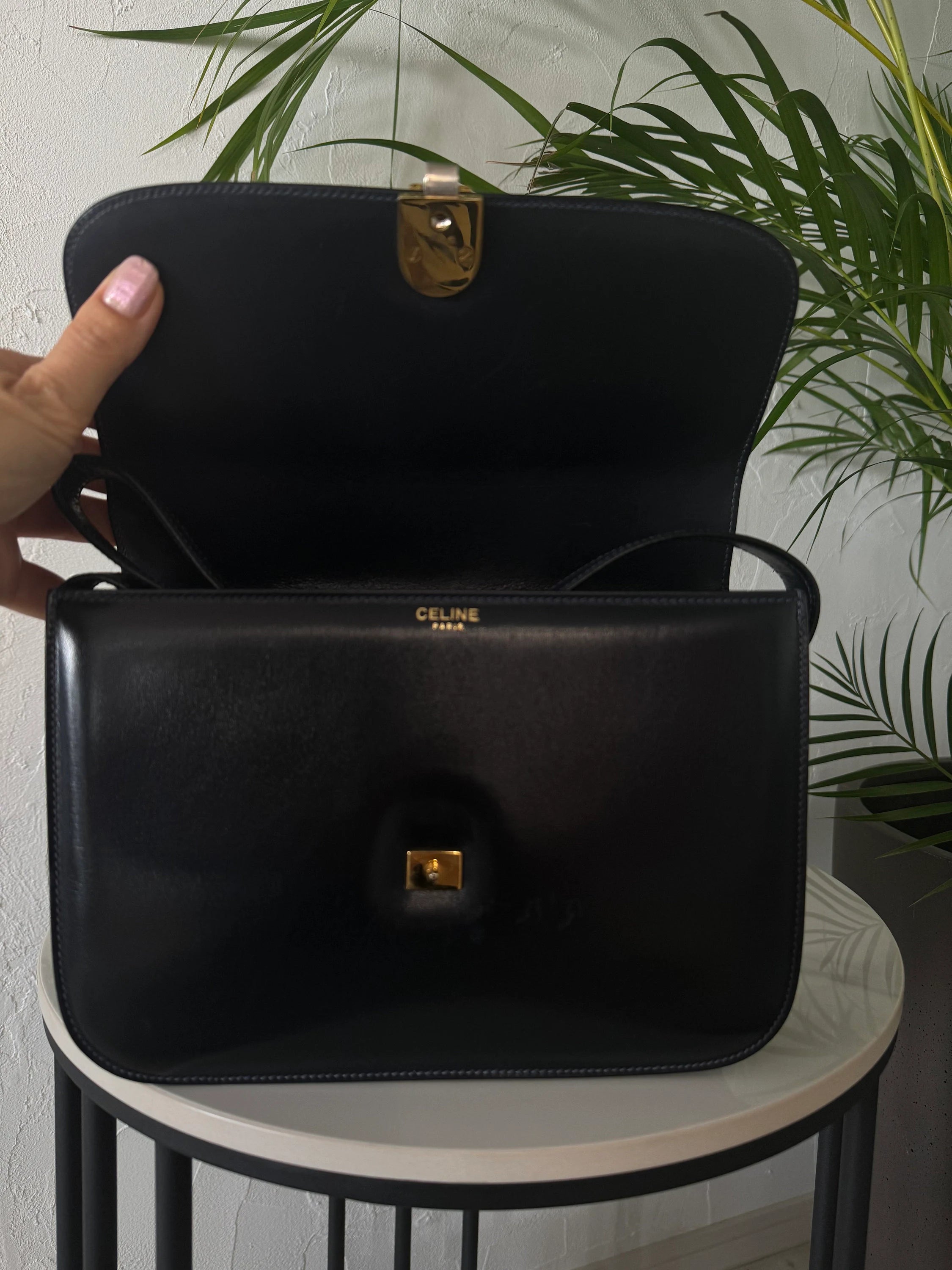 Vintage Celine Paris Triomphe Shoulder Bag Blue Made in Vintage Celine Paris Triomphe Shoulder Bag Blue Made in