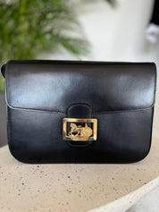 Vintage Celine bag, Celine Paris Horse carriage Shoulder Bag Black  box Made in Italy, Celine box  bag, Celine 80s, Rare Celine bag