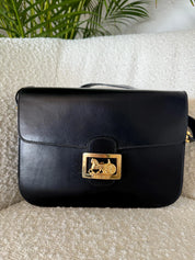 Vintage Celine bag, Celine Paris Horse carriage Shoulder Bag Black  box Made in Italy, Celine box  bag, Celine 80s, Rare Celine bag
