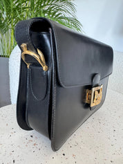 Vintage Celine bag, Celine Paris Horse carriage Shoulder Bag Black  box Made in Italy, Celine box  bag, Celine 80s, Rare Celine bag