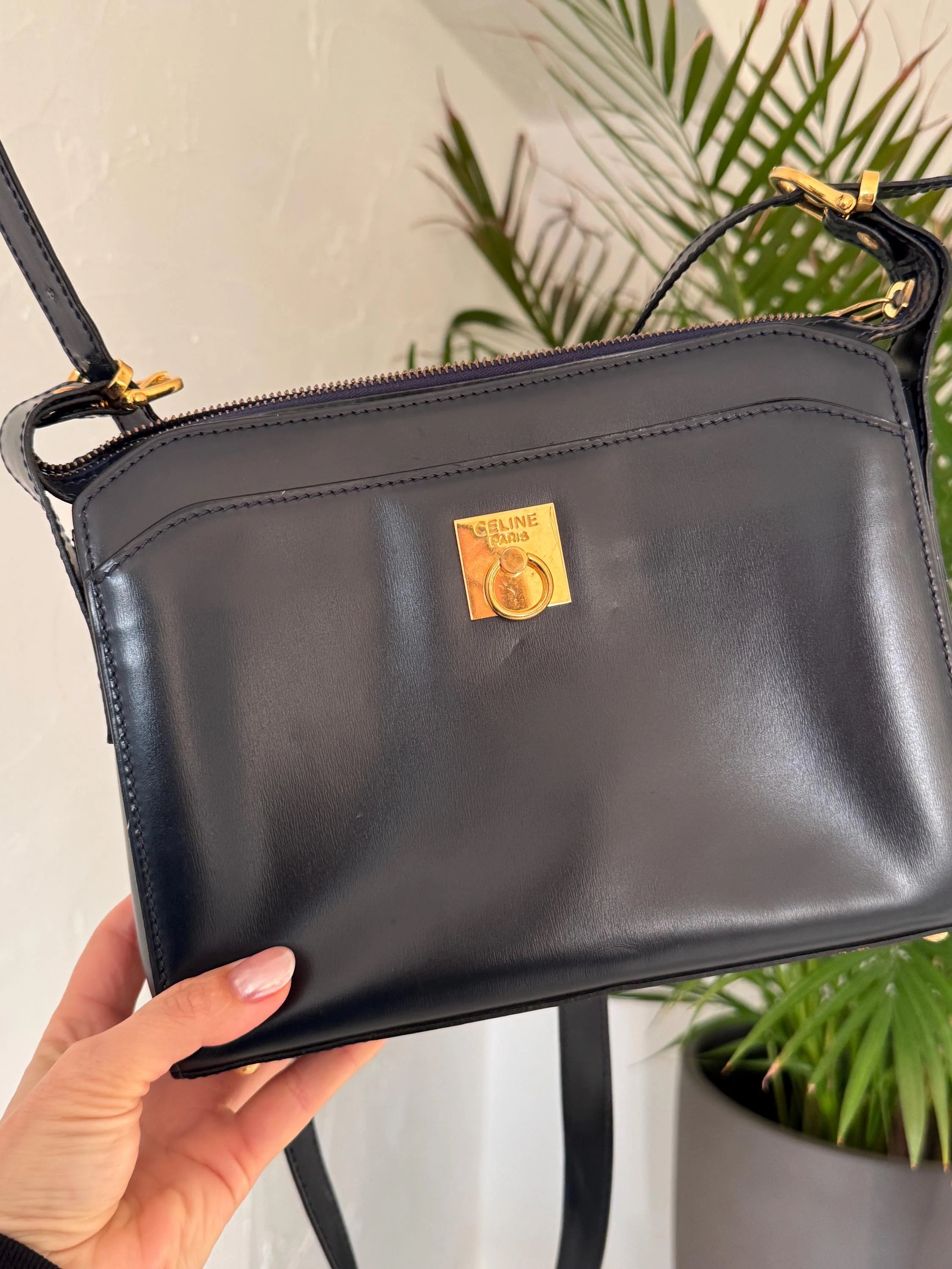 Celine Paris made in Italy door knocker shoulder cross  body clutch camera bag vintage