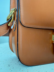 Vintage Celine bag, Celine  Paris Horse carriage Shoulder Bag Brown box Made in Italy, Celine box  bag, Celine 80s, Rare Celine bag