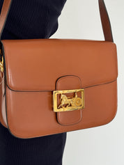 Vintage Celine bag, Celine  Paris Horse carriage Shoulder Bag Brown box Made in Italy, Celine box  bag, Celine 80s, Rare Celine bag