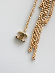 Chanel 2002 Fringe Necklace – Gold Tone Multi-Chain Statement with CC Logos, Vintage Chanel Jewelry Made in France, Chanel choker necklace