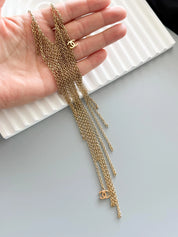 Chanel 2002 Fringe Necklace – Gold Tone Multi-Chain Statement with CC Logos, Vintage Chanel Jewelry Made in France, Chanel choker necklace