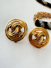 Vintage Chanel Earrings, Gold Tone Earrings, Made in France, Chanel CC Logo, Vintage Earrings, Clip on Earrings, Vintage Jewelry Gold