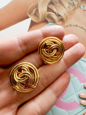 Vintage Chanel Earrings, Gold Tone Earrings, Made in France, Chanel CC Logo, Vintage Earrings, Clip on Earrings, Vintage Jewelry Gold
