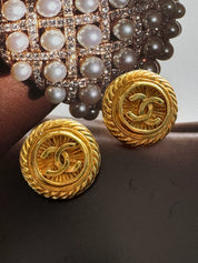 Vintage Chanel Earrings, Gold Tone Earrings, Made in France, Chanel CC Logo, Vintage Earrings, Clip on Earrings, Vintage Jewelry Gold