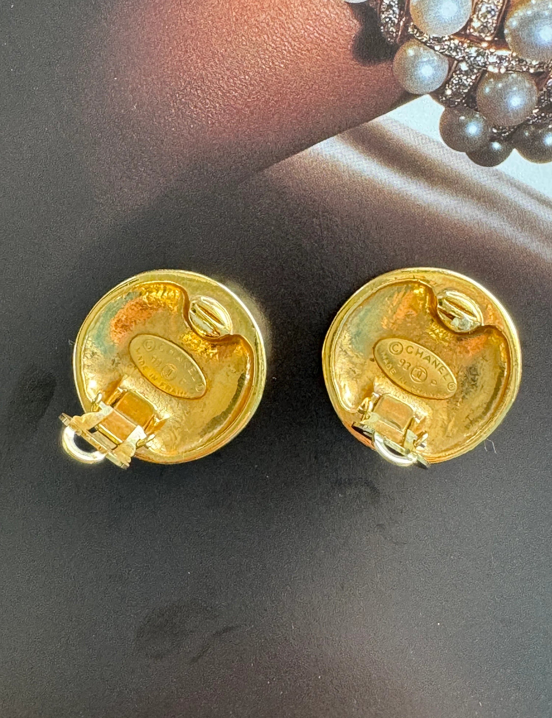 Vintage Chanel Earrings, Gold Tone Earrings, Made in France, Chanel CC Logo, Vintage Earrings, Clip on Earrings, Vintage Jewelry Gold