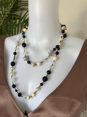 Vintage Chanel Necklace Long CC Logo, Choker Necklace, Beaded Necklace, Made in France , Charm Necklace, Chain Necklace, Vintage Jewelry