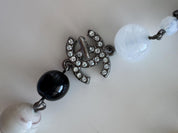 Vintage Chanel Necklace Long CC Logo, Choker Necklace, Beaded Necklace, Made in France , Charm Necklace, Chain Necklace, Vintage Jewelry