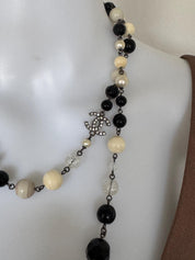 Vintage Chanel Necklace Long CC Logo, Choker Necklace, Beaded Necklace, Made in France , Charm Necklace, Chain Necklace, Vintage Jewelry