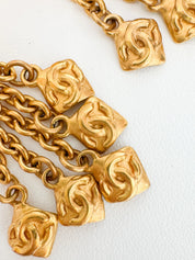Chanel Vintage Gold CC Earrings • 1996 Collection • Clip-On Dangle • 5.3 cm • Chain Drop Logo Earrings • Signed Chanel