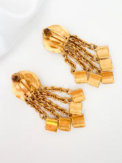 Chanel Vintage Gold CC Earrings • 1996 Collection • Clip-On Dangle • 5.3 cm • Chain Drop Logo Earrings • Signed Chanel