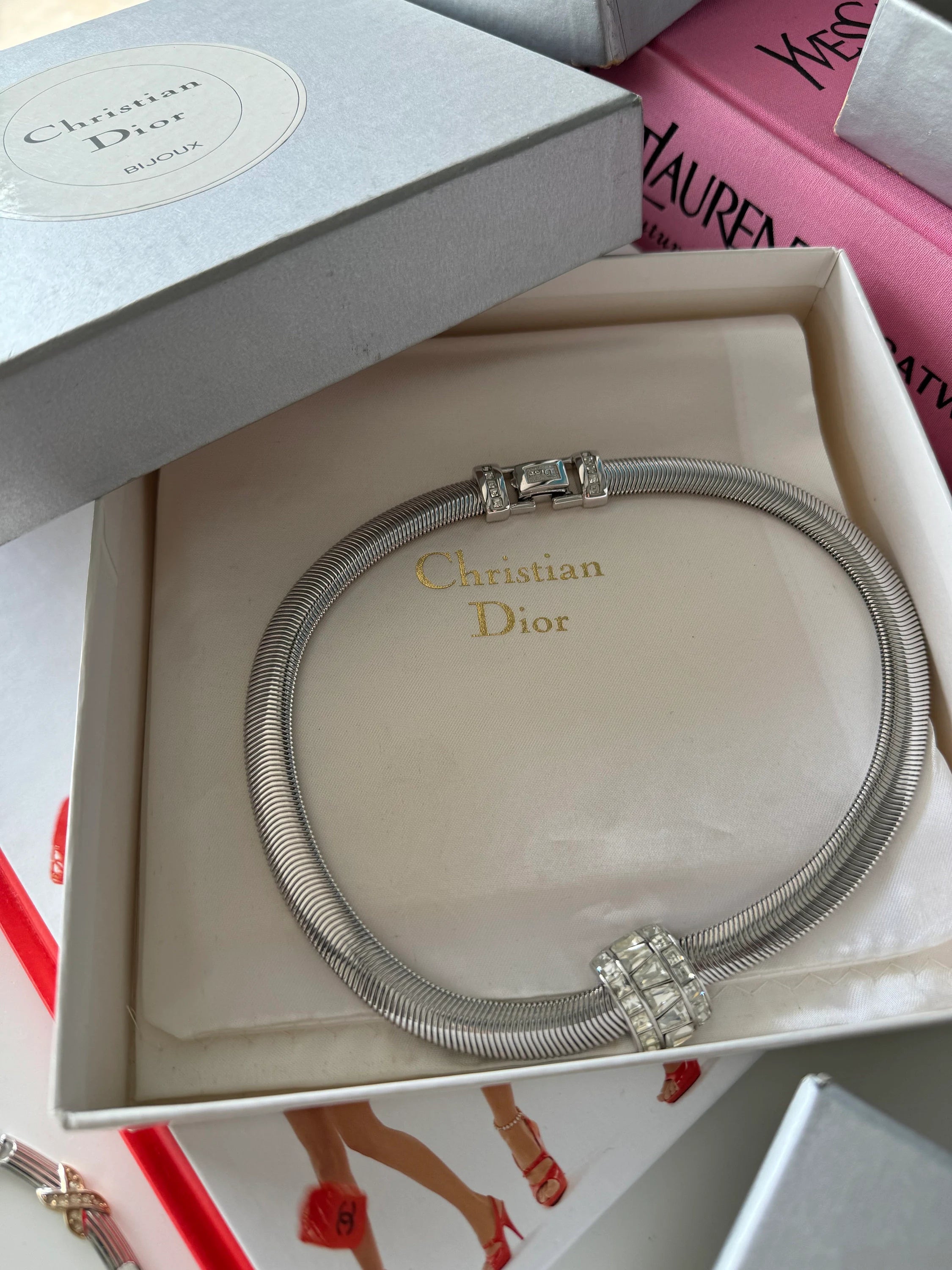 Vintage Christian Dior choker  necklace  Germany, extremely rare Dior necklace, Dior snake chain, Authentic Christian Dior, bridal choker