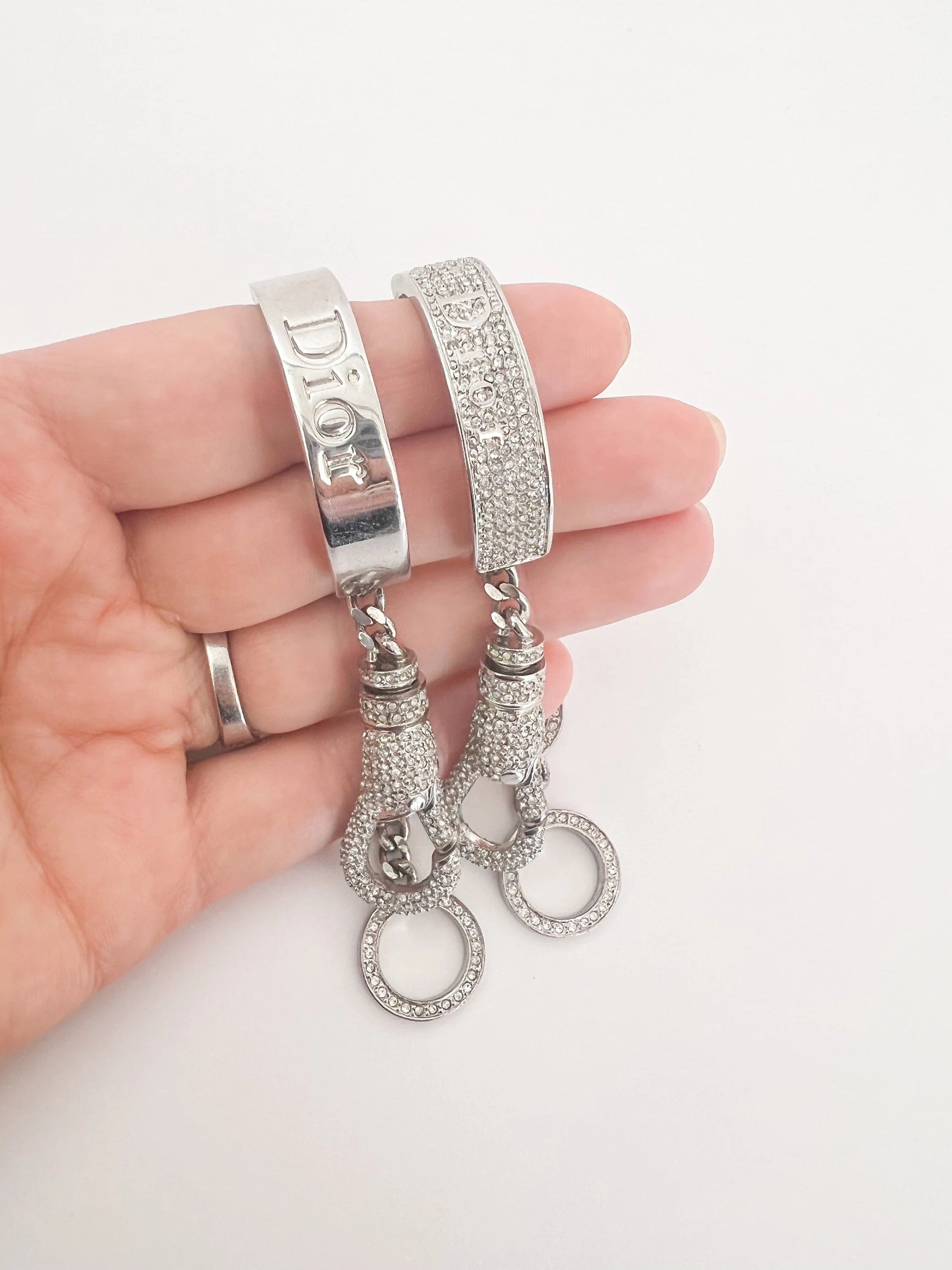 Vintage Christian Dior Bracelet, Vintage Bracelet Silver, Dior Logo Bracelet, Vintage Rhinestones, John Galliano Jewelry, Personalized Gifts