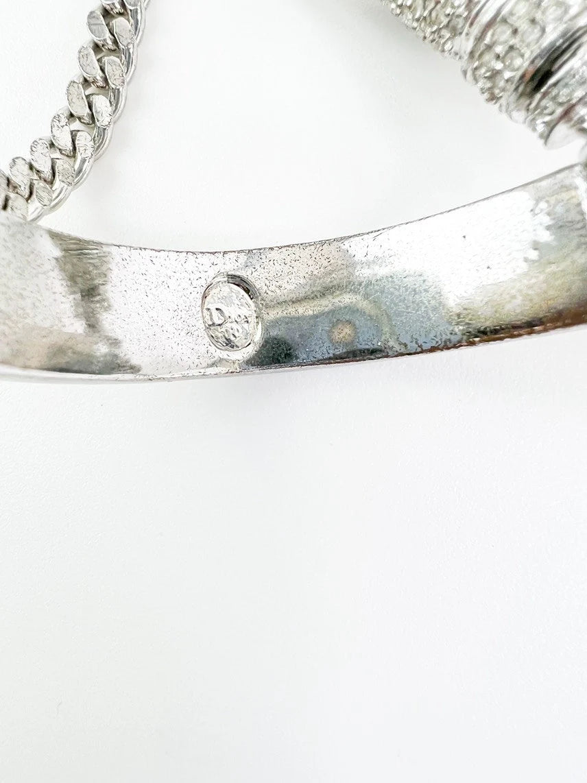 Vintage Christian Dior Bracelet, Vintage Bracelet Silver, Dior Logo Bracelet, Vintage Rhinestones, John Galliano Jewelry, Personalized Gifts