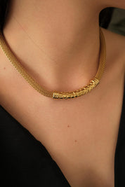 Vintage Christian Dior Necklace, Dior Chain Necklace, Dior Tubogas necklace Snake chain  Necklace, Gift for her, gold zipper choker