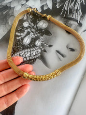 Vintage Christian Dior Necklace, Dior Chain Necklace, Dior Tubogas necklace Snake chain  Necklace, Gift for her, gold zipper choker