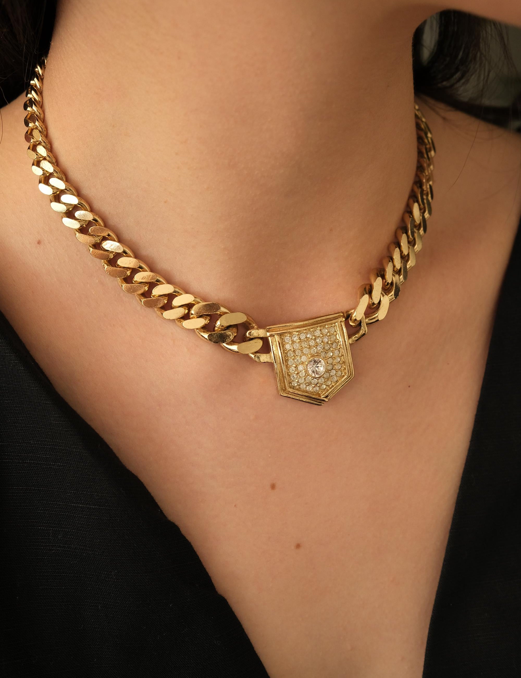 Vintage Christian Dior Necklace, Dior Chain Necklace, Dior Tubogas necklace Snake chain  Necklace, Gift for her, gold wheat chain  choker
