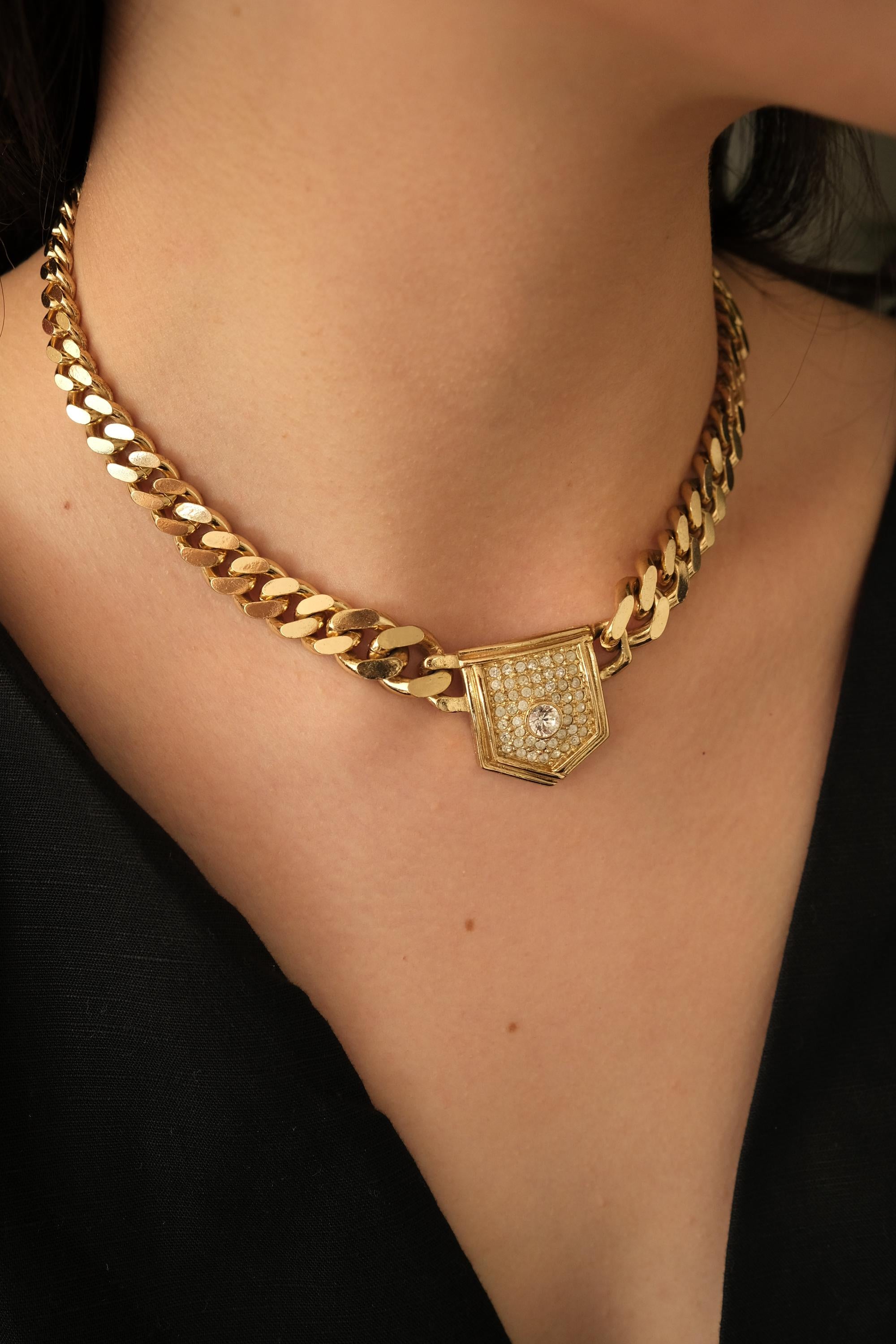 Vintage Christian Dior Necklace, Dior Chain Necklace, Dior Tubogas necklace Snake chain  Necklace, Gift for her, gold wheat chain  choker