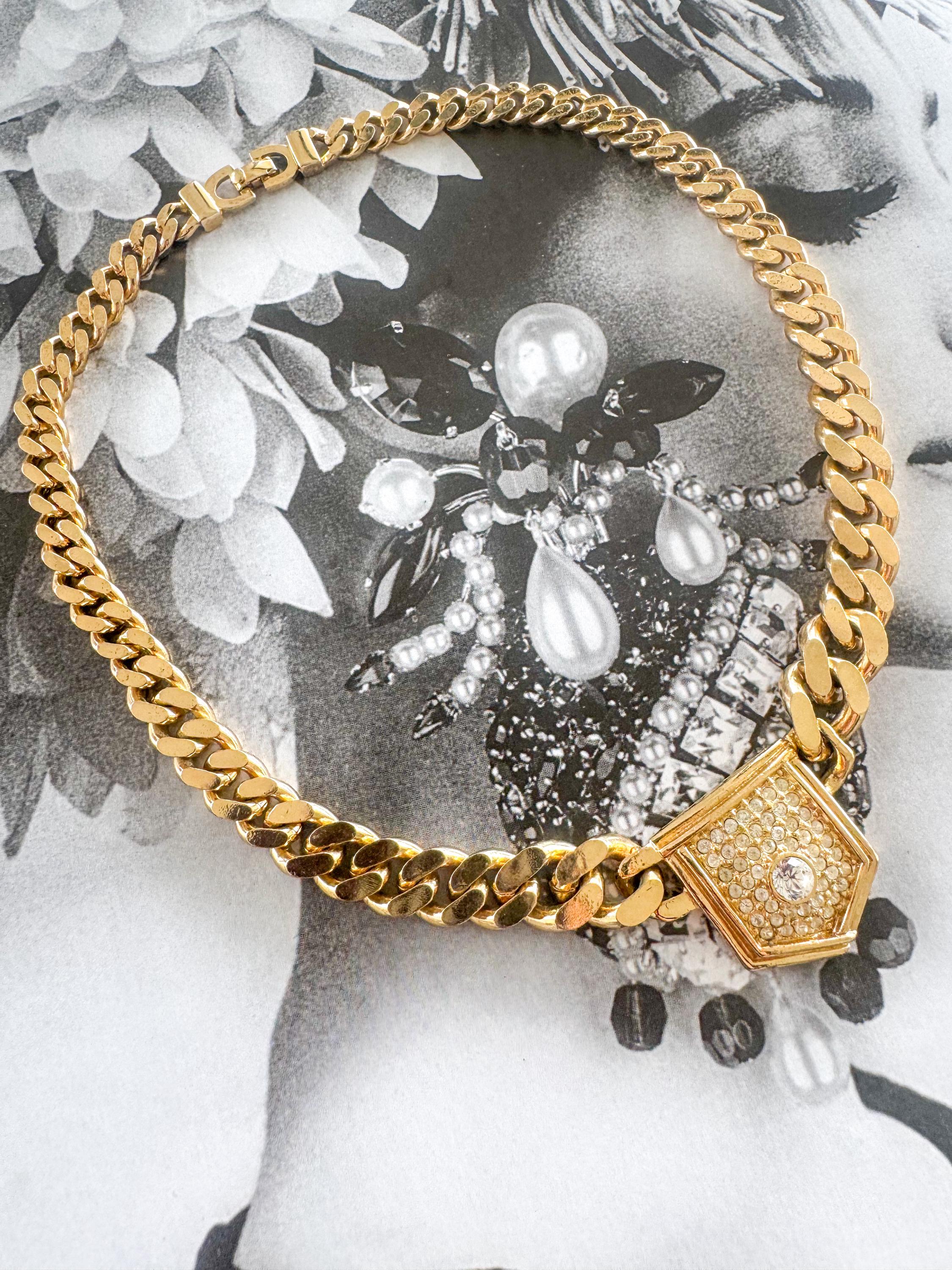 Vintage Christian Dior Necklace, Dior Chain Necklace, Dior Tubogas necklace Snake chain  Necklace, Gift for her, gold wheat chain  choker