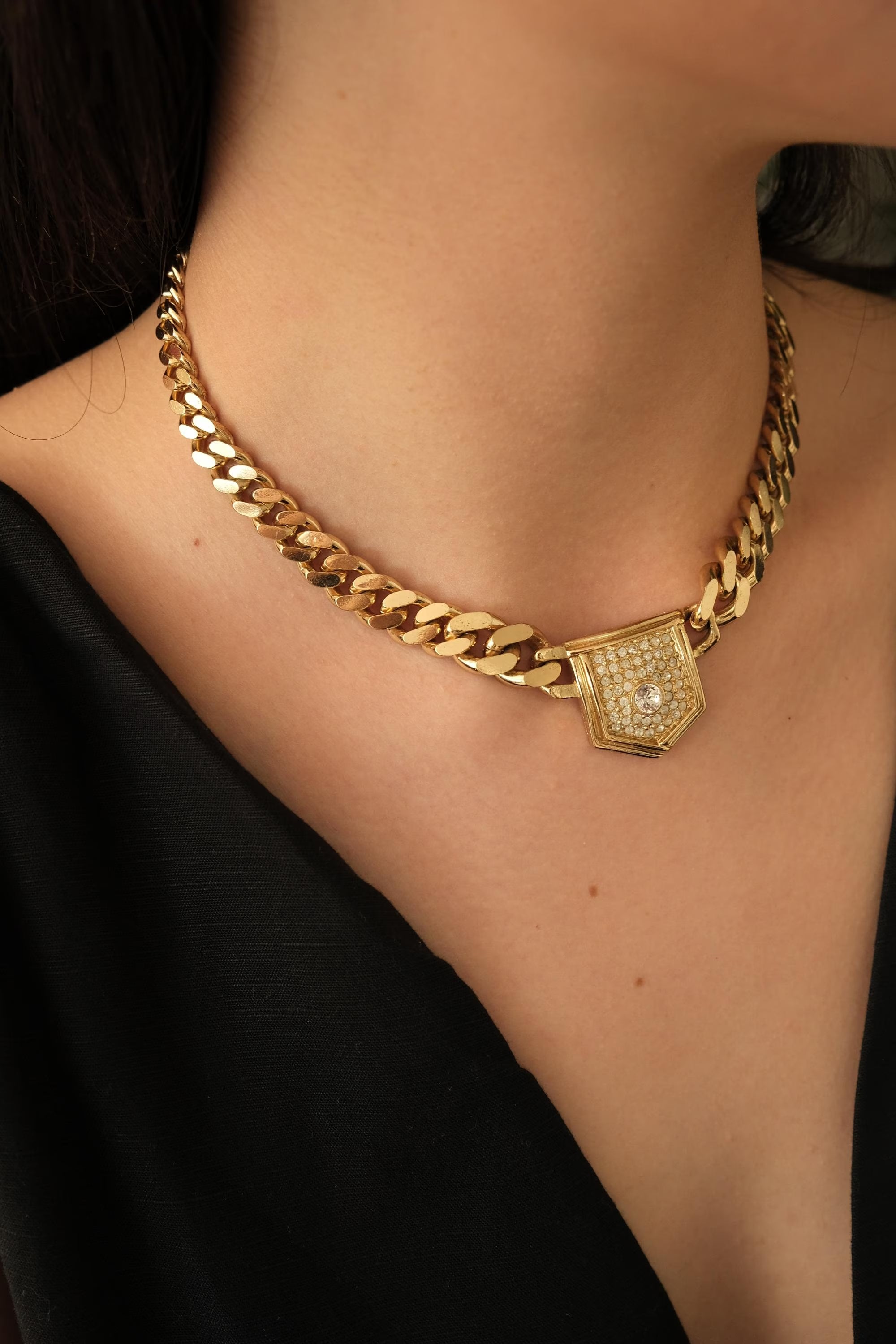 Vintage Christian Dior Necklace, Dior Chain Necklace, Dior Tubogas necklace Snake chain  Necklace, Gift for her, gold wheat chain  choker