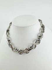 Vintage Christian Dior Necklace, Silver Choker ,Infinity Chain Necklace, Dior Logo Necklace, Chunky  Christian Dior Germany 1972 necklace