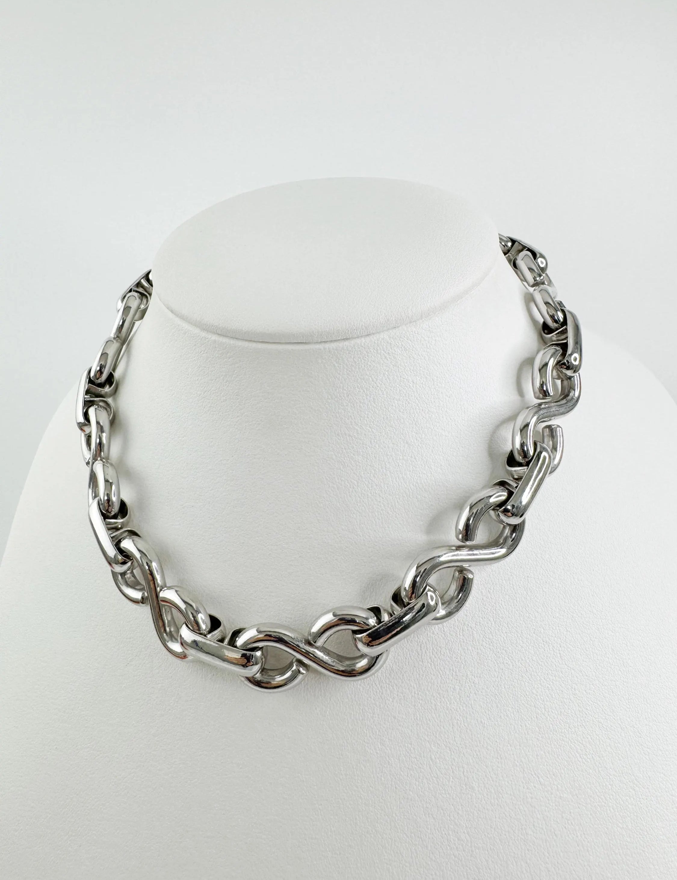 Vintage Christian Dior Necklace, Silver Choker ,Infinity Chain Necklace, Dior Logo Necklace, Chunky  Christian Dior Germany 1972 necklace