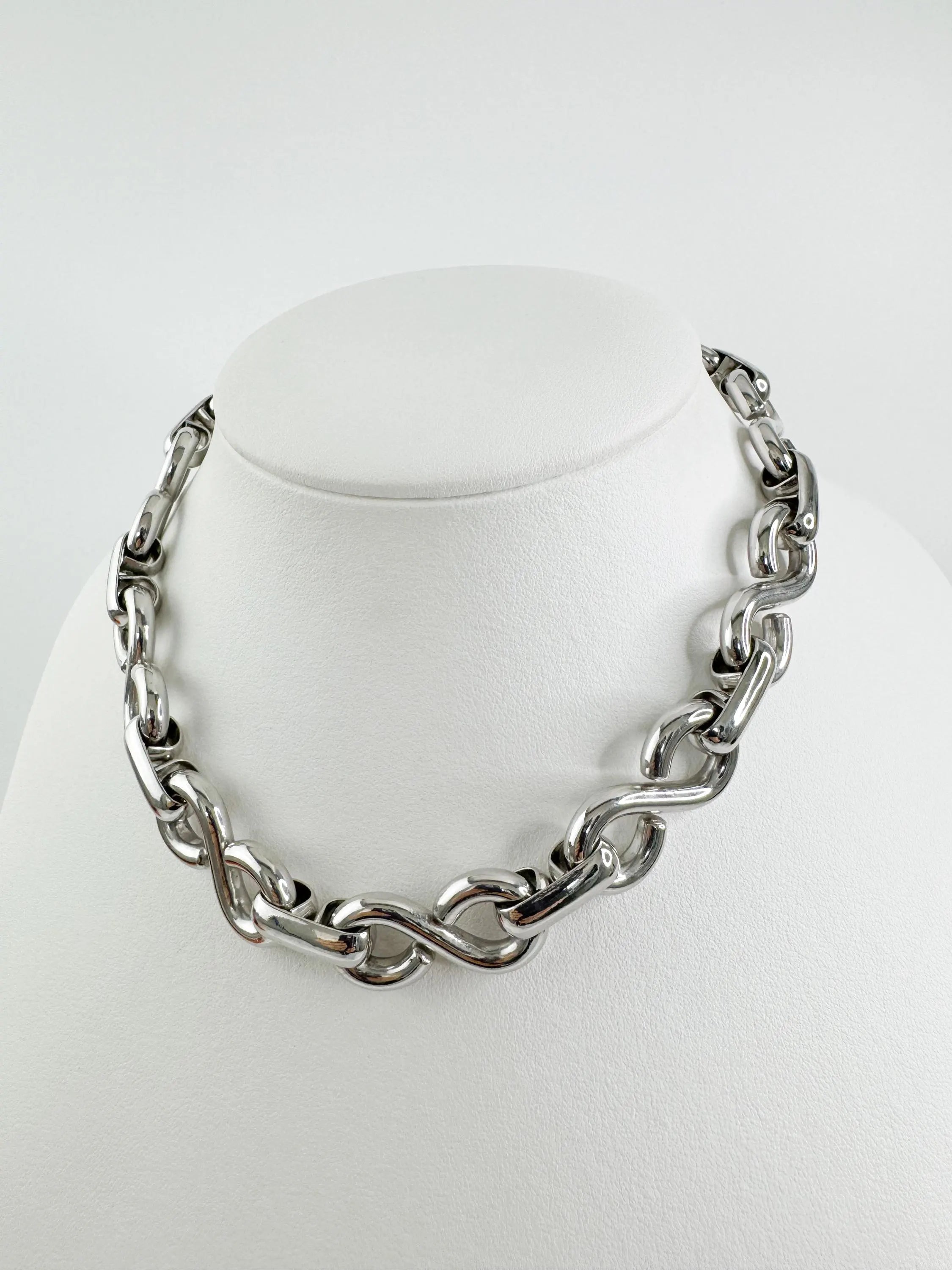 Vintage Christian Dior Necklace, Silver Choker ,Infinity Chain Necklace, Dior Logo Necklace, Chunky  Christian Dior Germany 1972 necklace