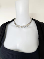 Vintage Christian Dior Necklace, Silver Choker ,Infinity Chain Necklace, Dior Logo Necklace, Chunky  Christian Dior Germany 1972 necklace