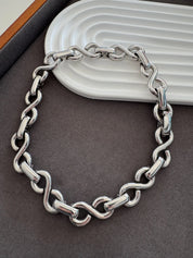 Vintage Christian Dior Necklace, Silver Choker ,Infinity Chain Necklace, Dior Logo Necklace, Chunky  Christian Dior Germany 1972 necklace