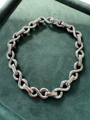 Vintage Christian Dior Necklace, Silver Choker ,Infinity Chain Necklace, Dior Logo Necklace, Chunky  Christian Dior Germany 1972 necklace