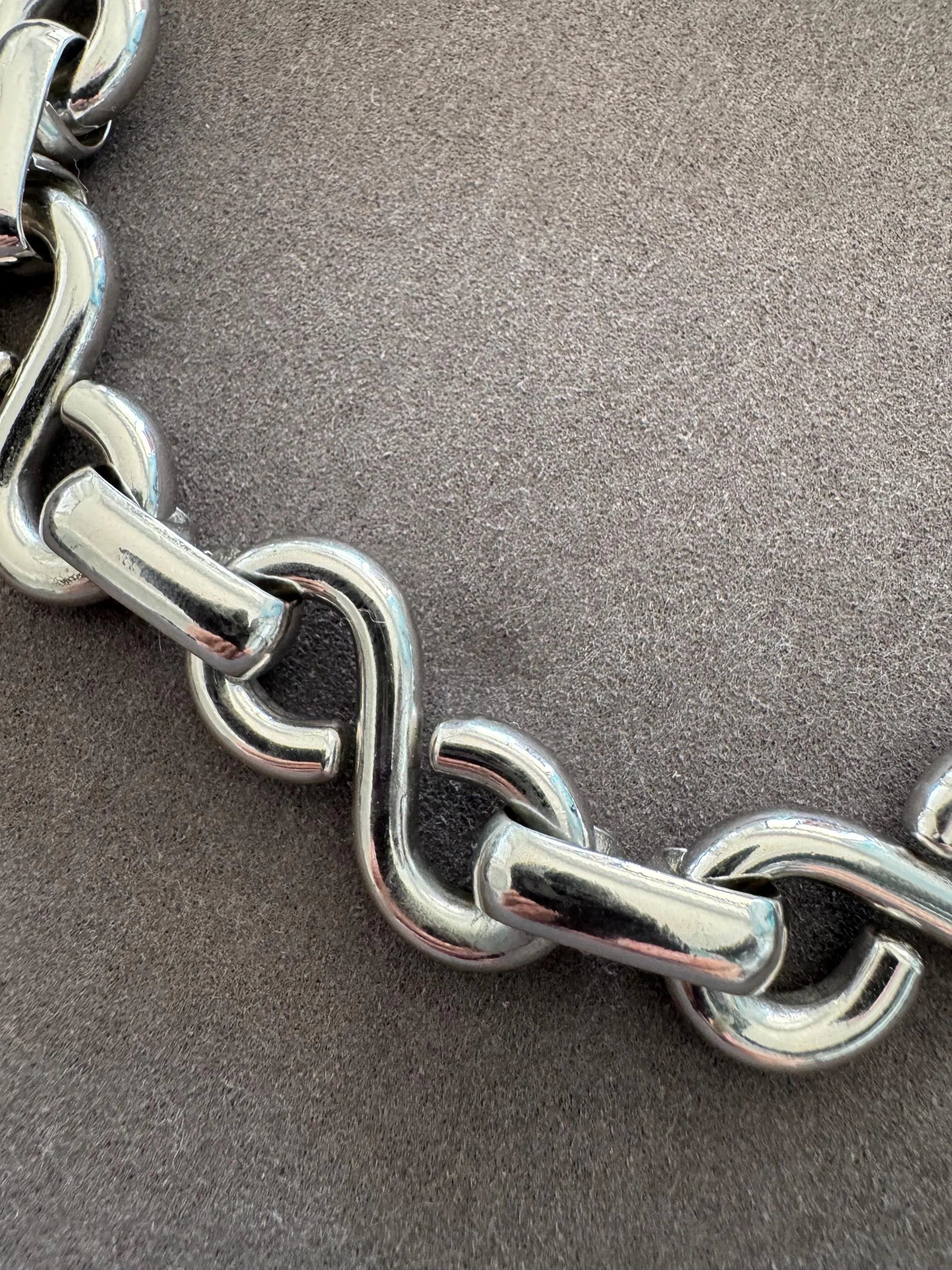 Vintage Christian Dior Necklace, Silver Choker ,Infinity Chain Necklace, Dior Logo Necklace, Chunky  Christian Dior Germany 1972 necklace