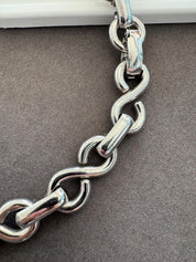 Vintage Christian Dior Necklace, Silver Choker ,Infinity Chain Necklace, Dior Logo Necklace, Chunky  Christian Dior Germany 1972 necklace