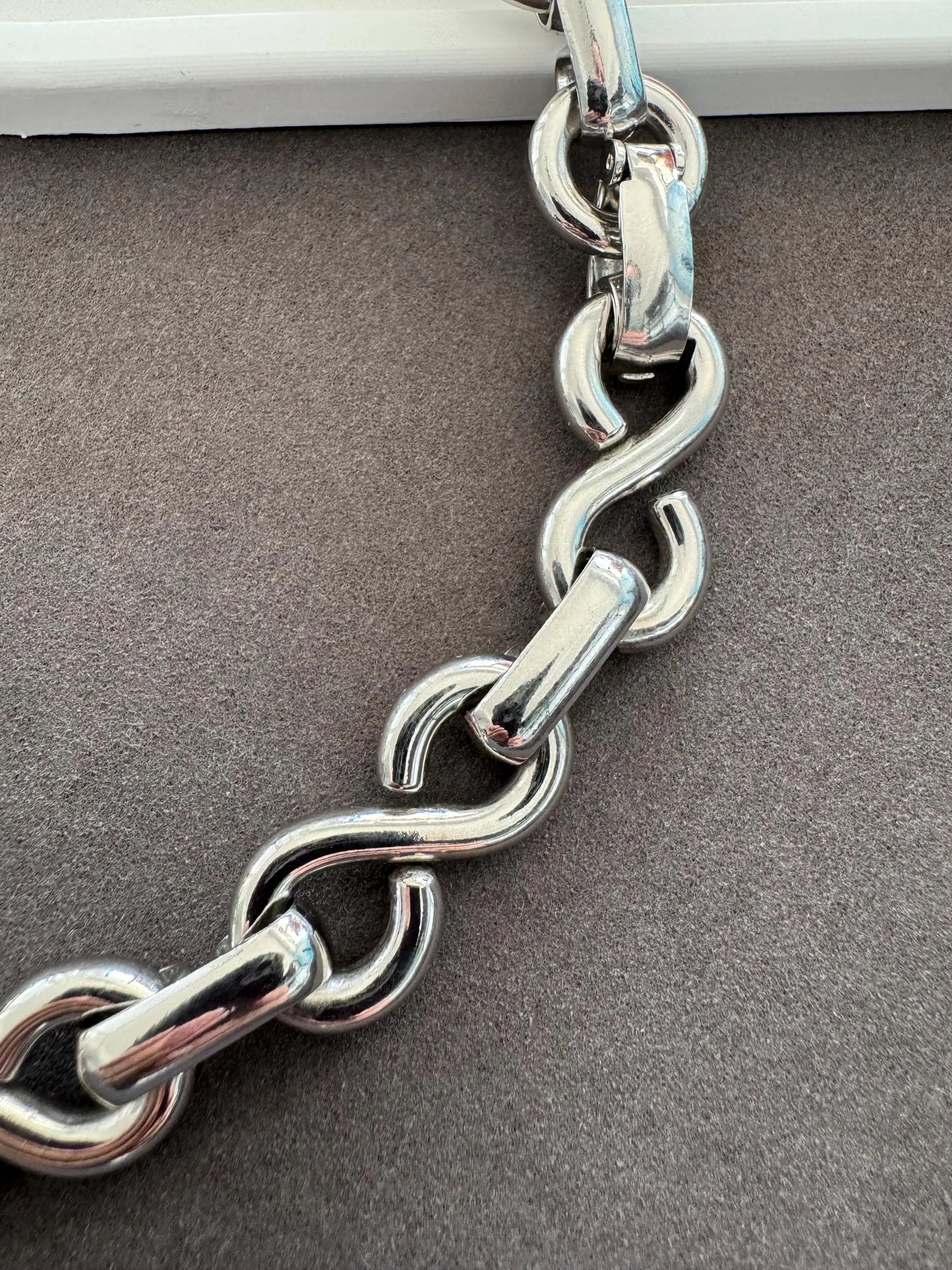 Vintage Christian Dior Necklace, Silver Choker ,Infinity Chain Necklace, Dior Logo Necklace, Chunky  Christian Dior Germany 1972 necklace