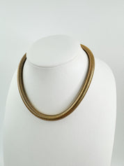 Vintage Christian Dior gold chain necklace with tubogas snake chain design, zipper choker style, unisex luxury jewelry gift