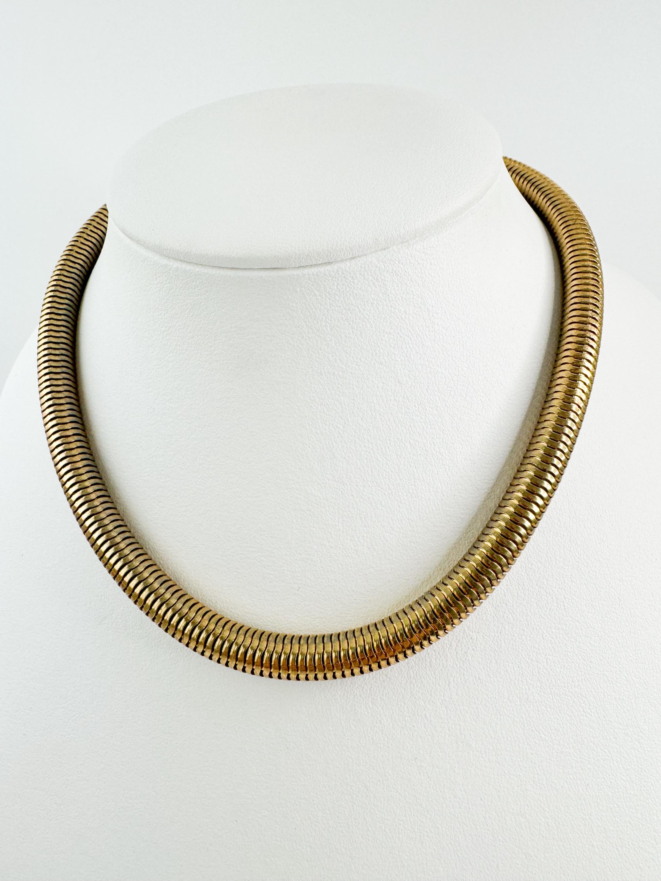 Christian Dior Germany Chain Necklace Tubogas Snake chain Gold tone Unisex