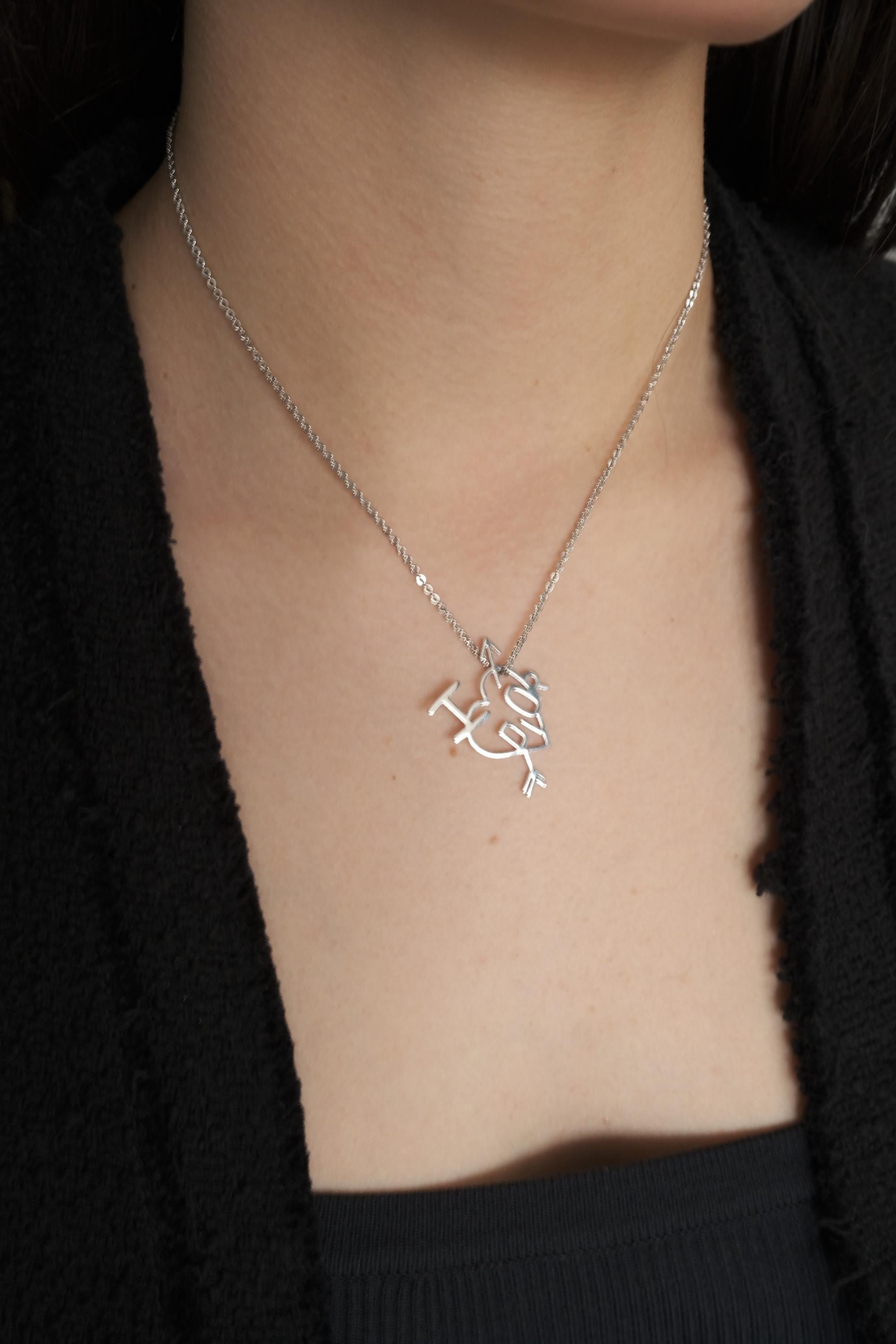 Dainty Christian Dior Silver Tone Vintage Heart Logo Choker Necklace, I Love Dior Necklace, silver heart necklace, vintage Dior Charm